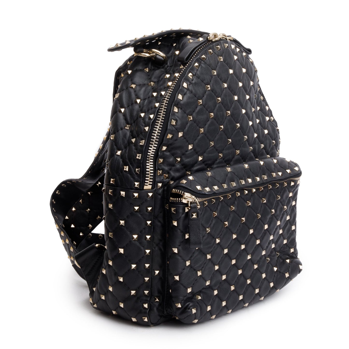 Valentino Black Leather Rockstud Spike Small Backpack