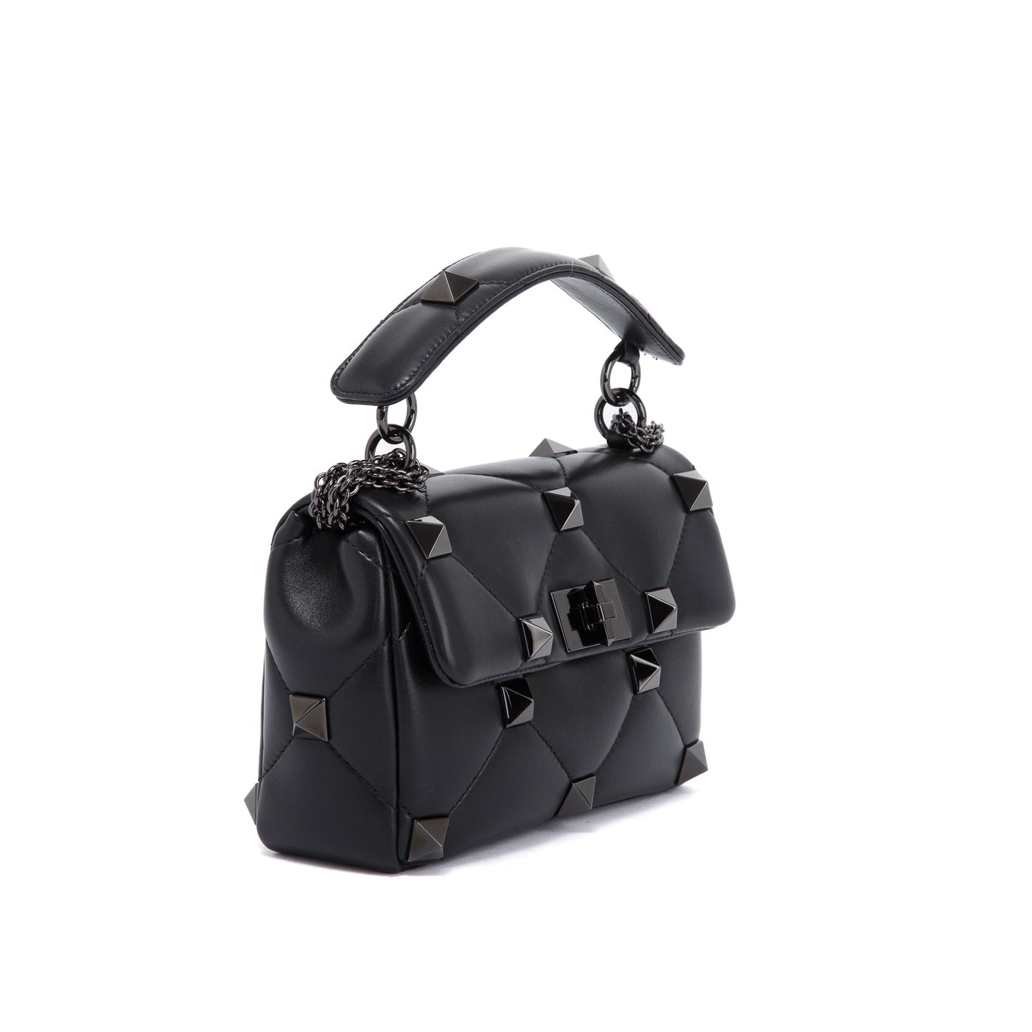 Valentino Black Medium Roman Stud Shoulder Bag