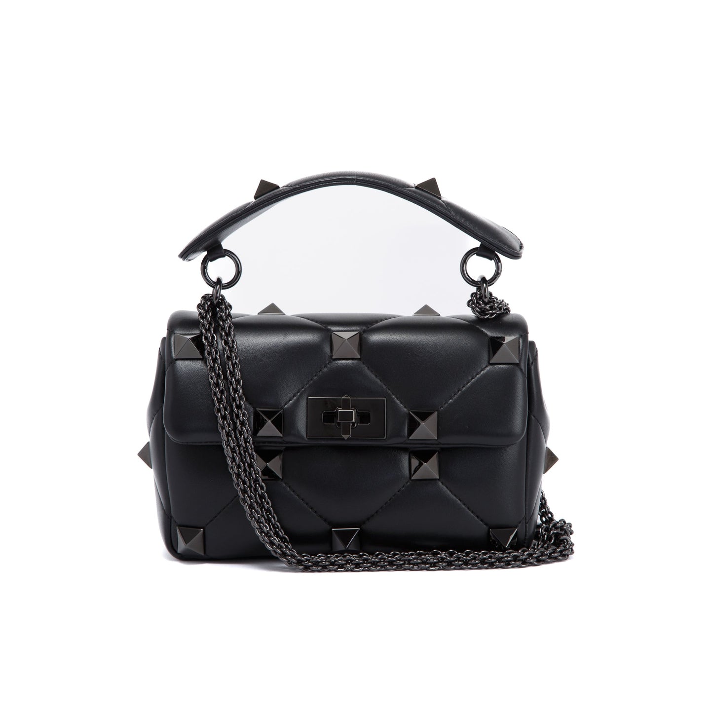 Valentino Black Medium Roman Stud Shoulder Bag