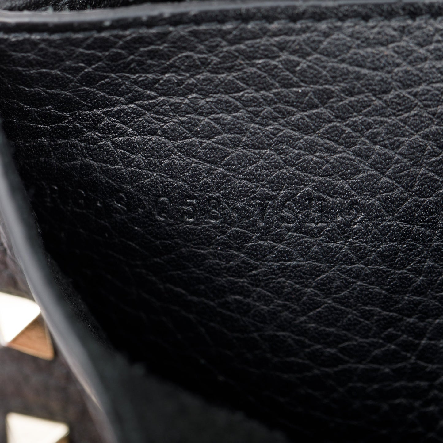 Valentino Black Pebbled Calfskin Rockstud Envelope Wallet on Chain