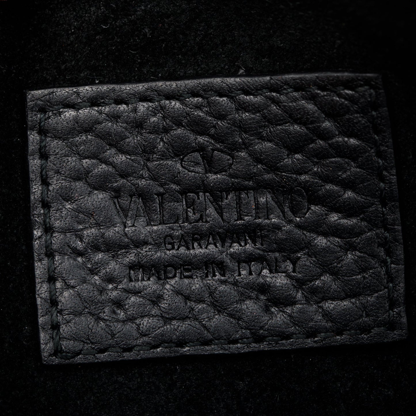 Valentino Black Pebbled Calfskin Rockstud Envelope Wallet on Chain