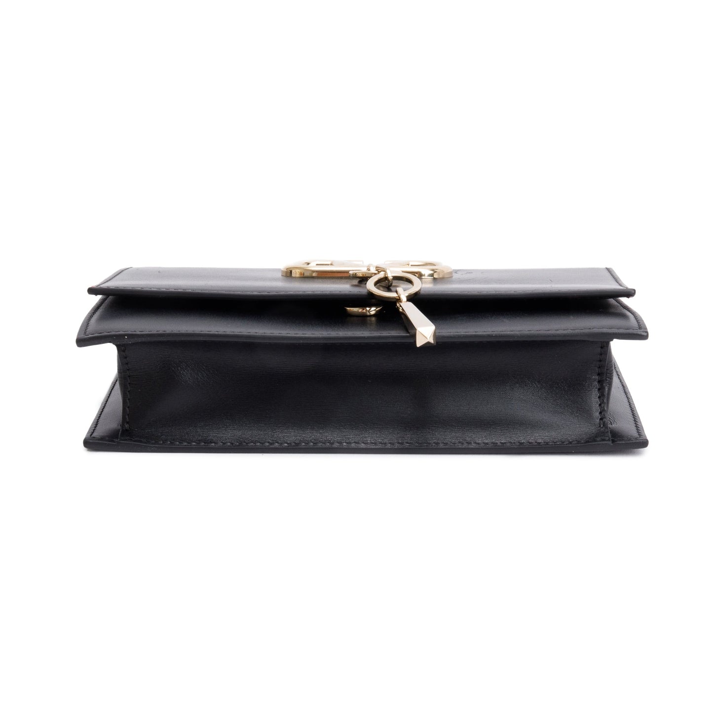 Valentino Black Smooth Calfskin Leather Vcase Chain Shoulder Bag