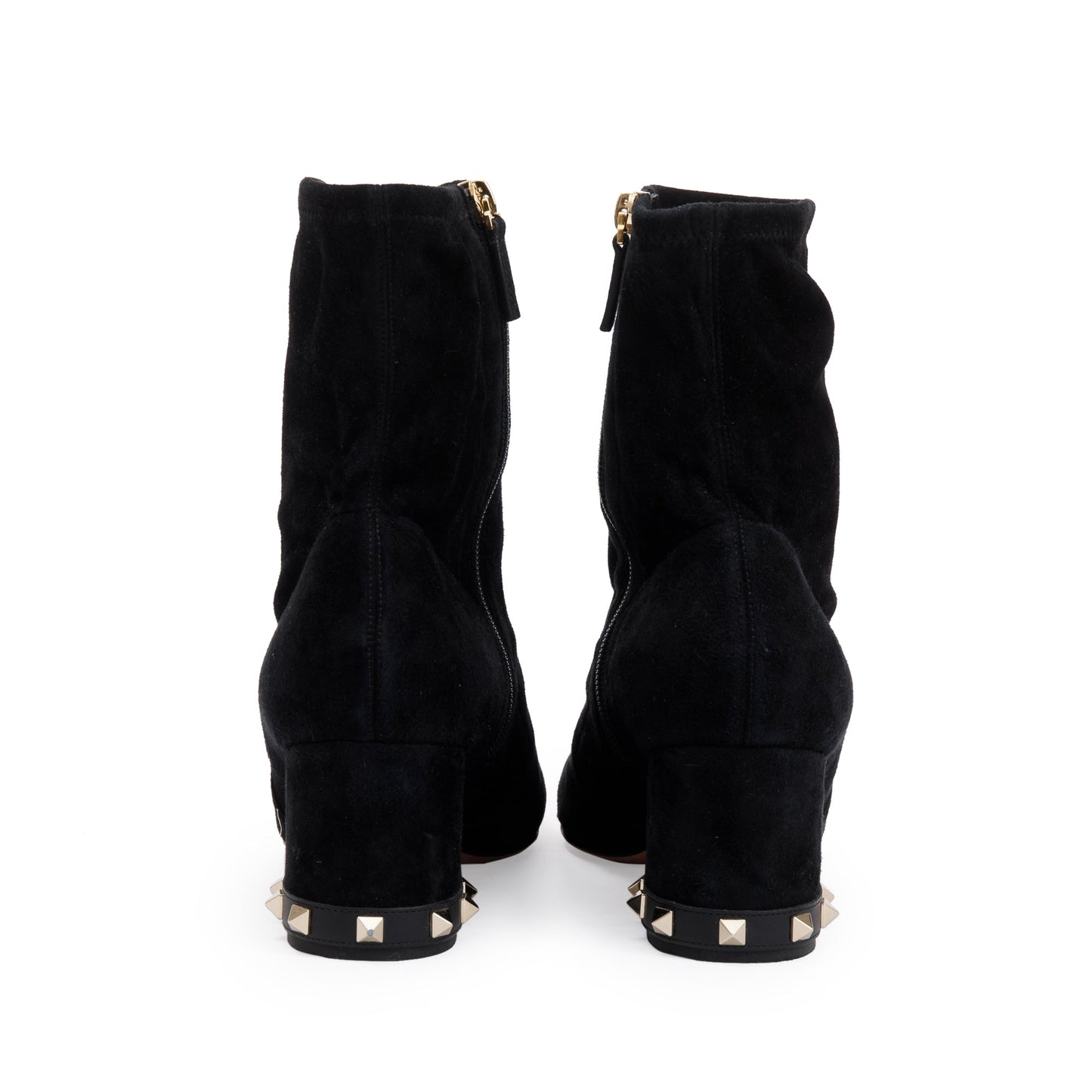 Valentino Black Suede Rockstud Accent Sock Boots, Size 40