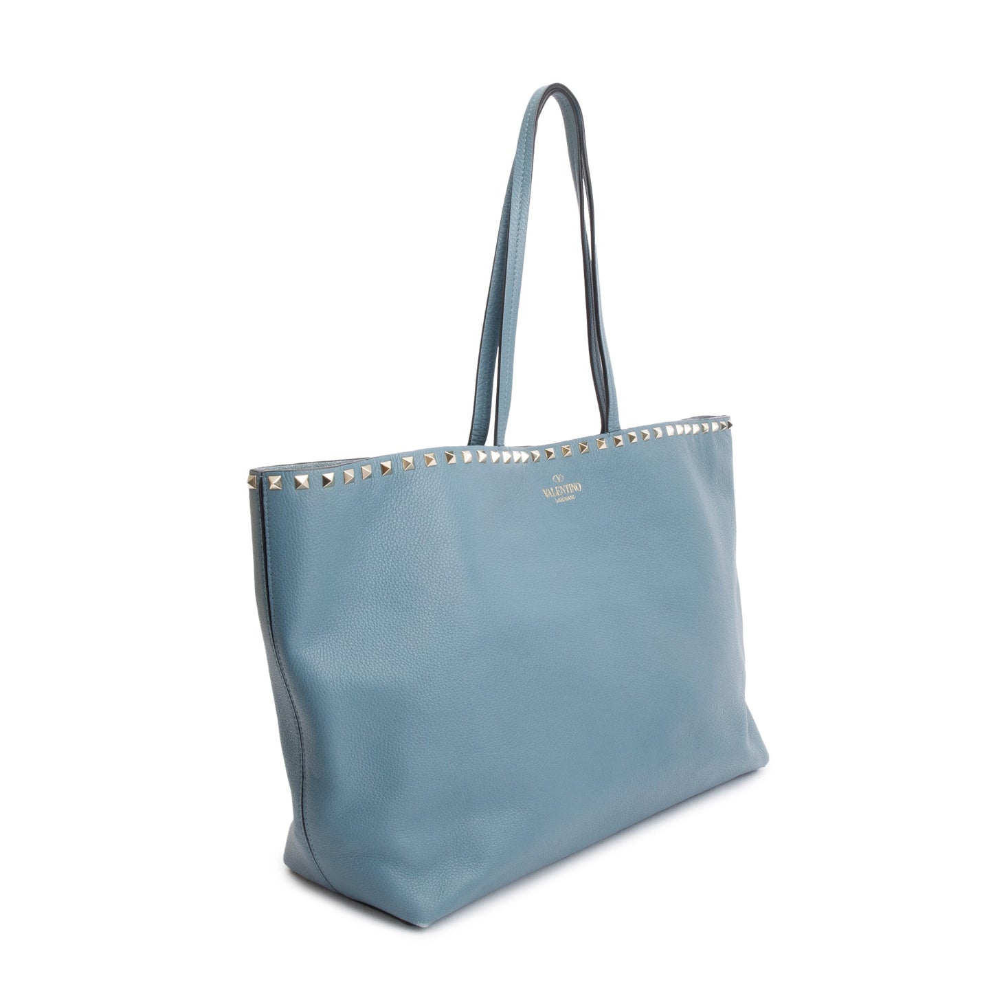 Valentino Blue Grained Calfskin Large Rockstud Tote