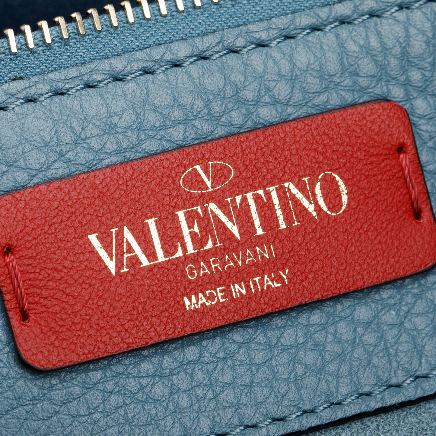 Valentino Blue Grained Calfskin Large Rockstud Tote