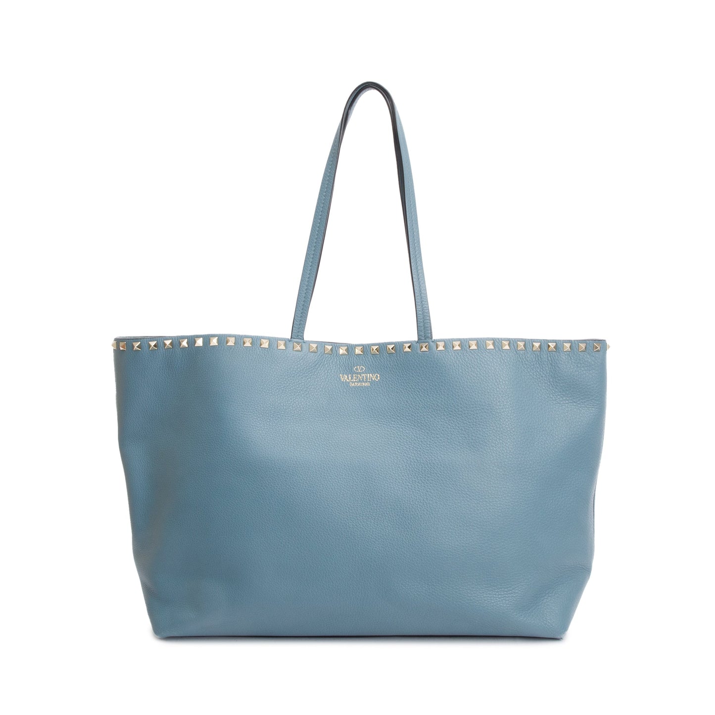 Valentino Blue Grained Calfskin Large Rockstud Tote