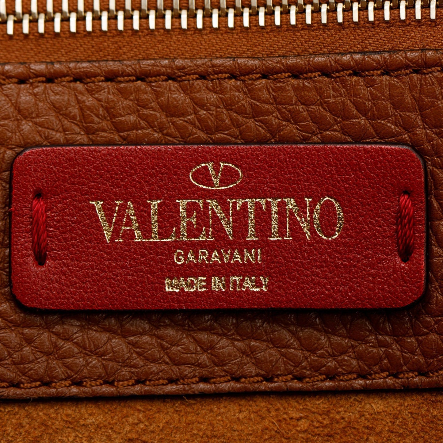 Valentino Brown Grained Calfskin Large Rockstud Tote
