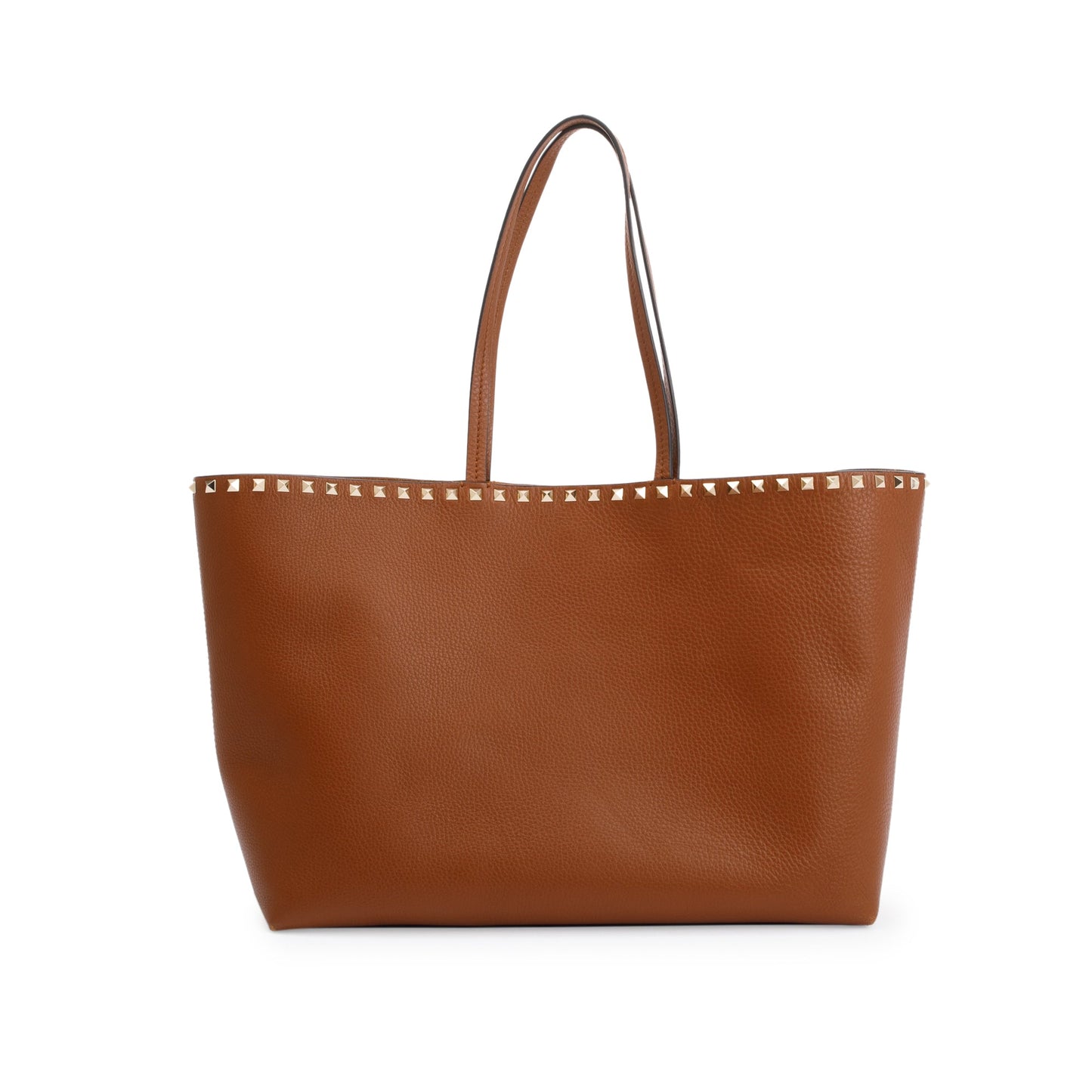 Valentino Brown Grained Calfskin Large Rockstud Tote