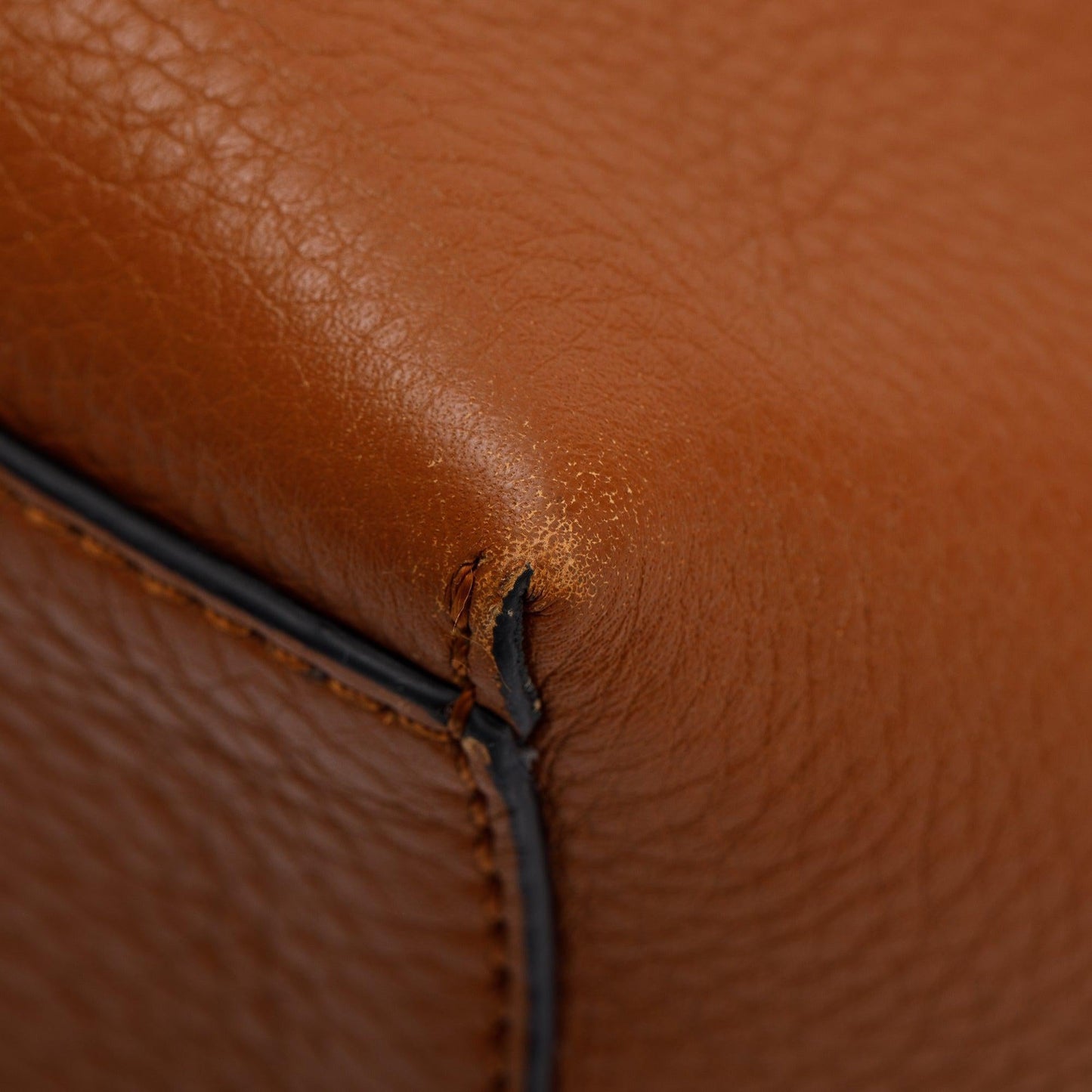 Valentino Brown Grained Calfskin Large Rockstud Tote