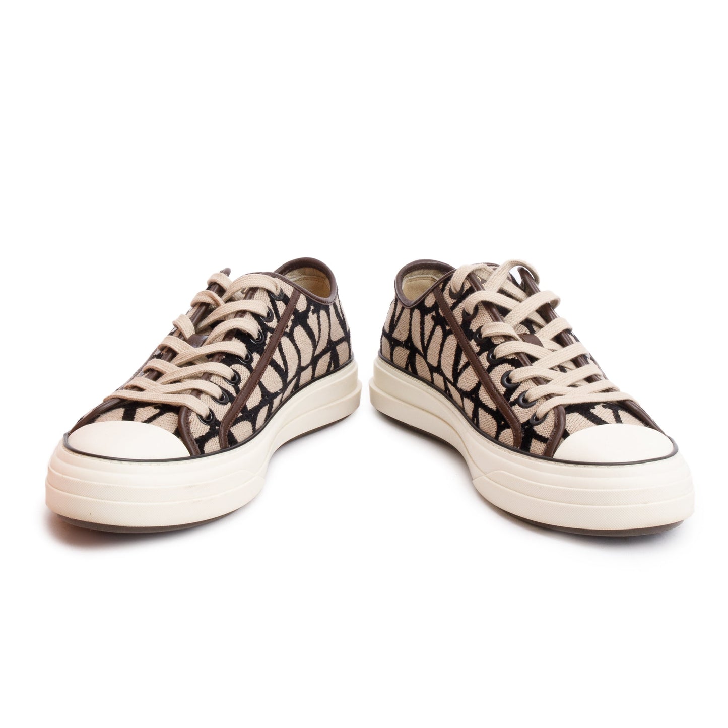 Valentino Brown Toile Iconographe Totaloop Low-Top Sneakers, Size 41