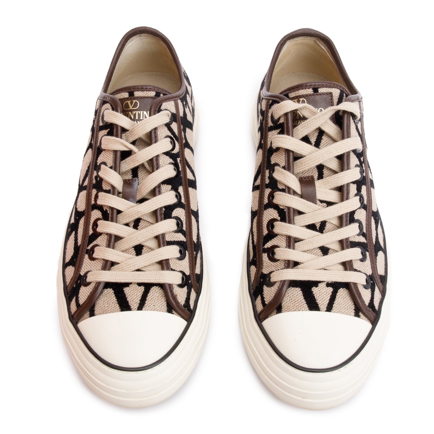 Valentino Brown Toile Iconographe Totaloop Low-Top Sneakers, Size 41