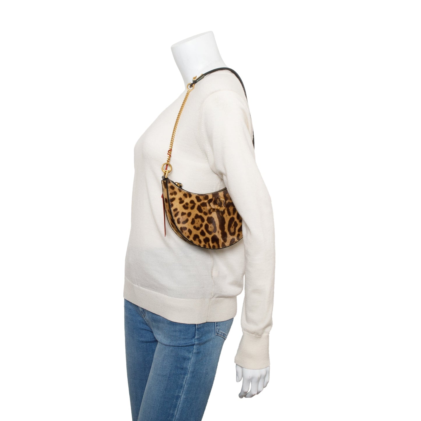 Valentino Calf Hair Leopard Print Mini Vlogo Hobo Bag