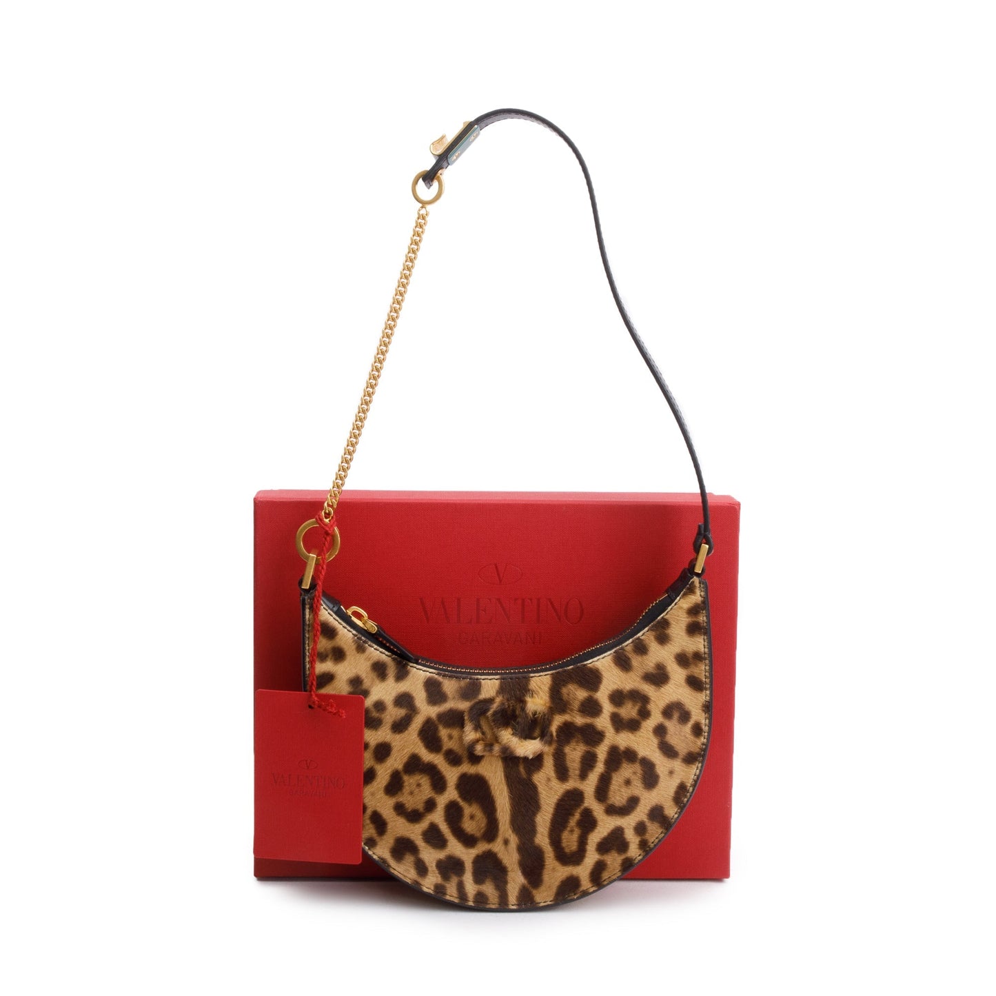 Valentino Calf Hair Leopard Print Mini Vlogo Hobo Bag