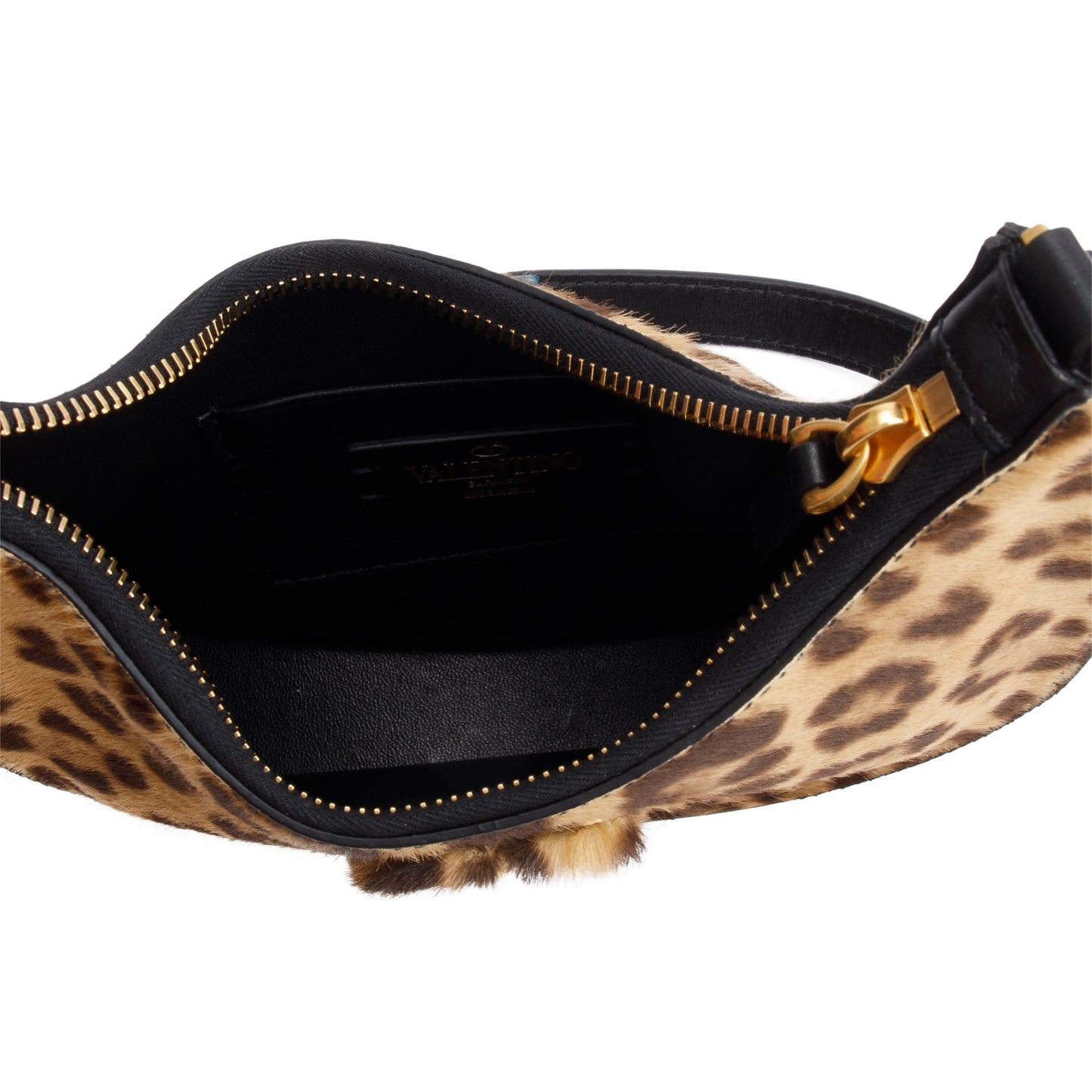 Valentino Calf Hair Leopard Print Mini Vlogo Hobo Bag