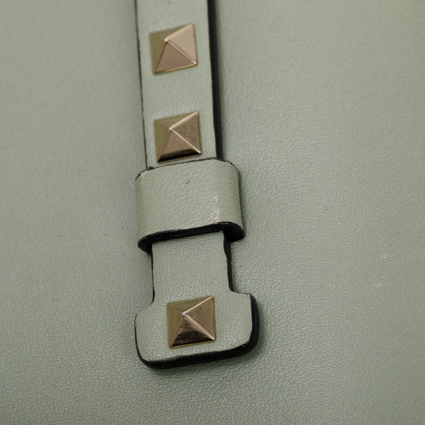 Valentino Green Calfskin Leather Rockstud Wristlet Clutch