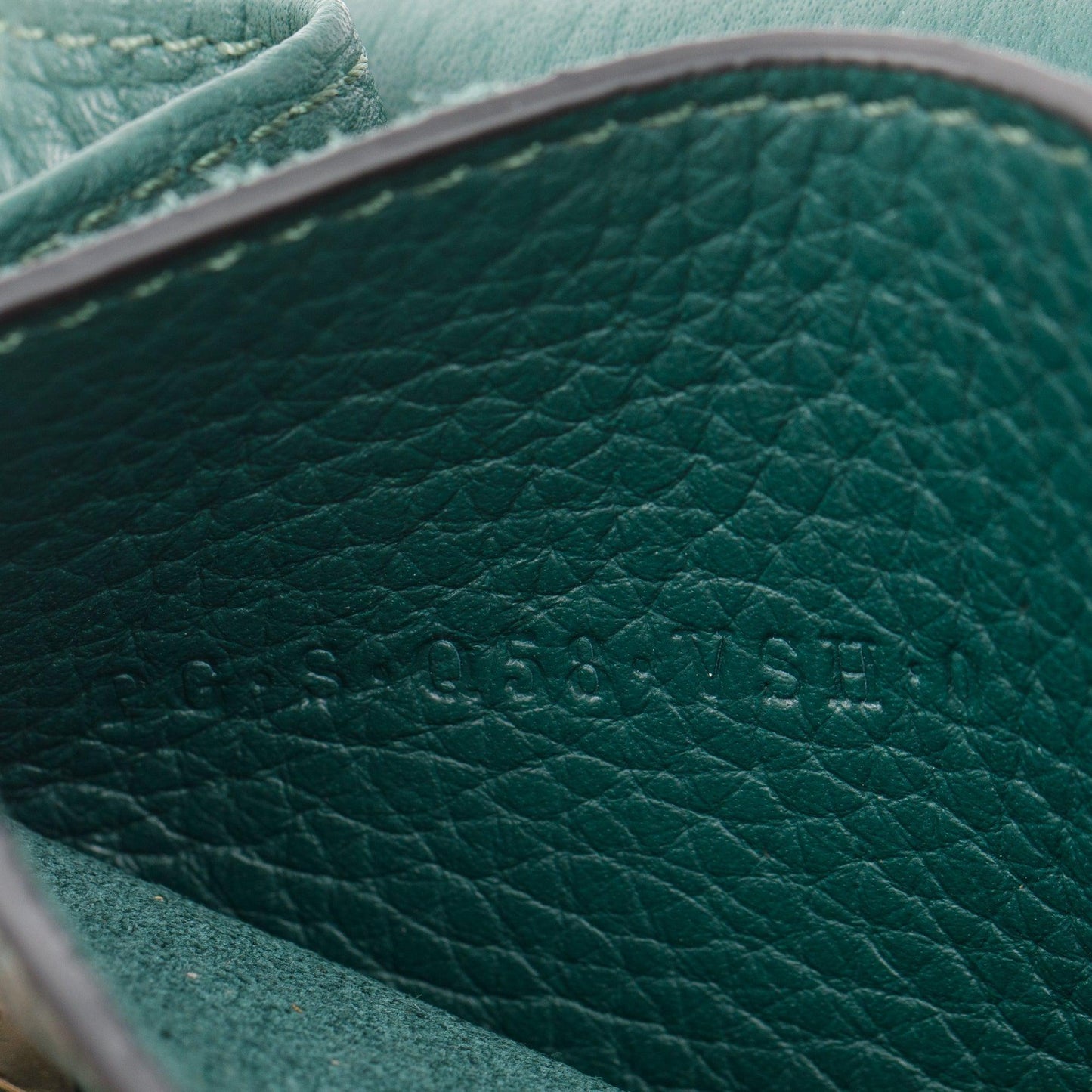 Valentino Green Pebbled Calfskin Rockstud Envelope Wallet on Chain