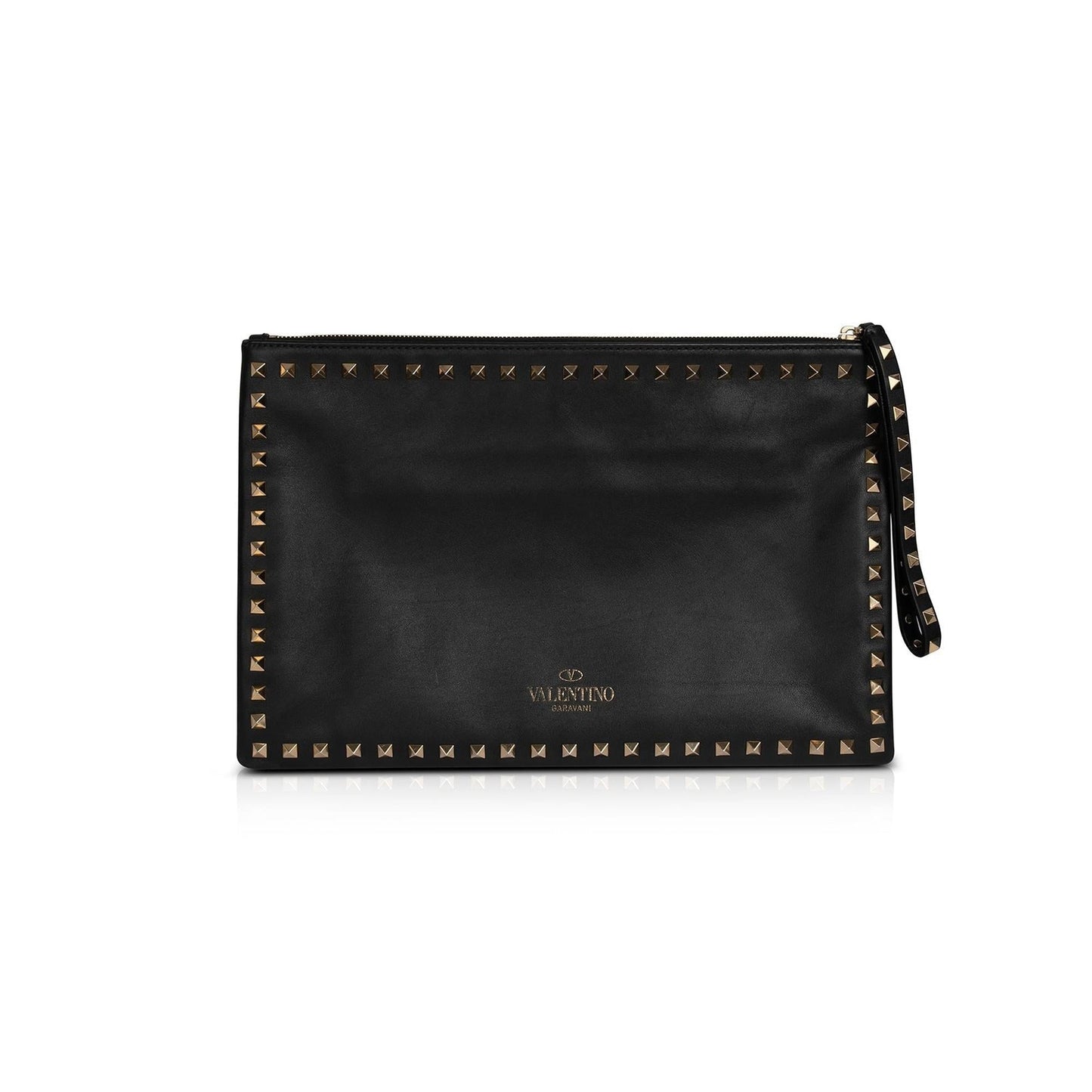 Valentino Large Rockstud Leather Wristlet Clutch
