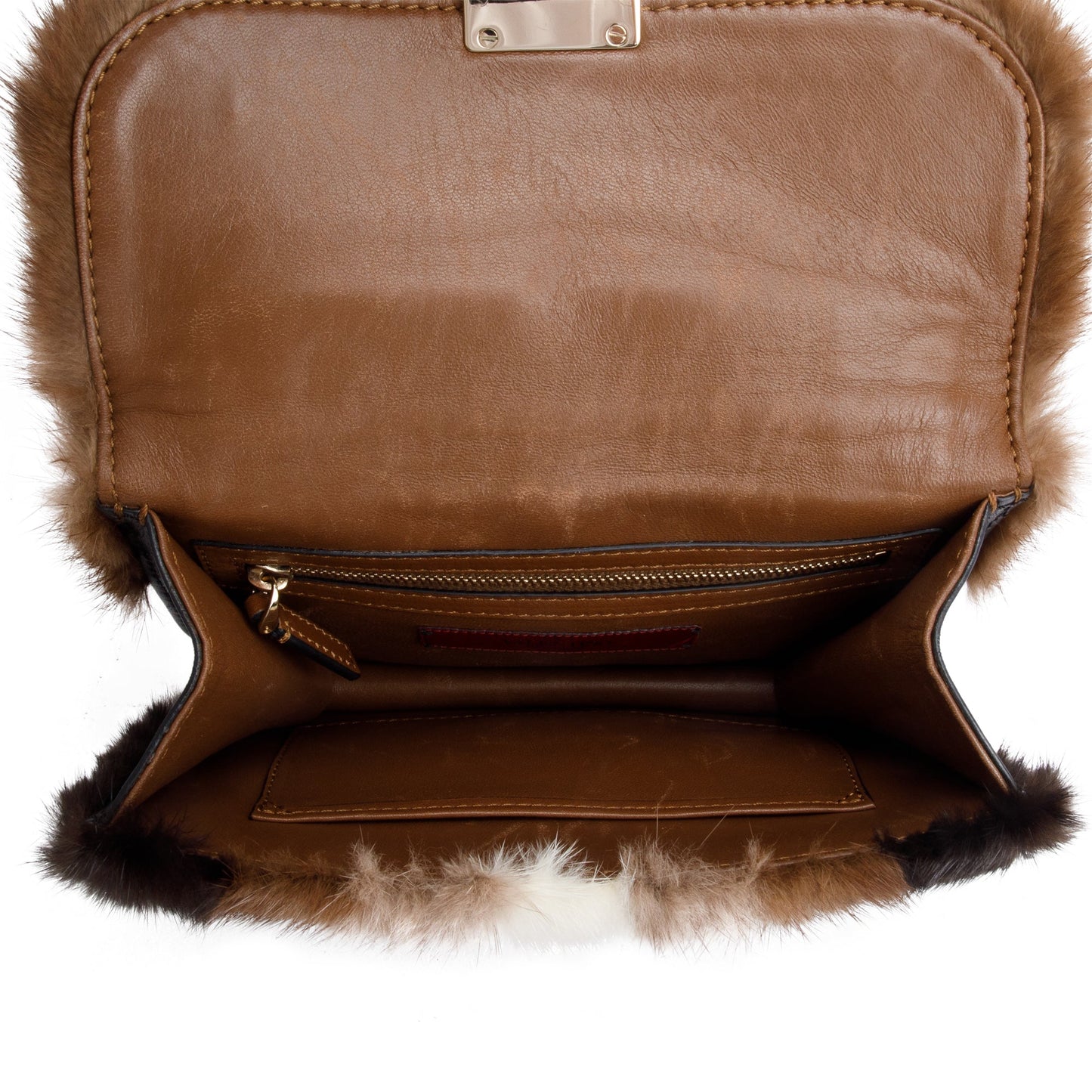 Valentino Multicolor Mink Fur Calfskin Leather Small Glam Lock Rockstud Flap Bag