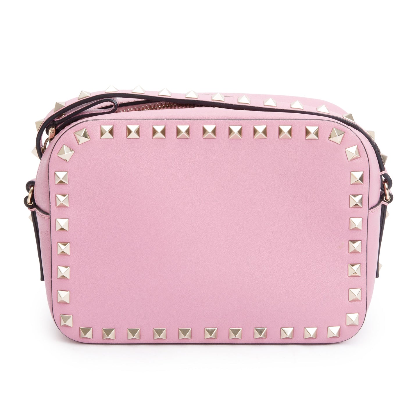 Valentino Pink Calfskin Leather Rockstud Camera Crossbody Bag