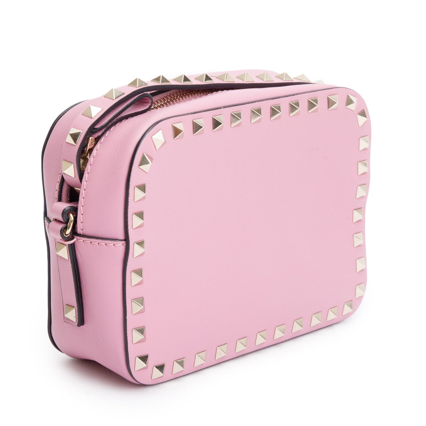Valentino Pink Calfskin Leather Rockstud Camera Crossbody Bag