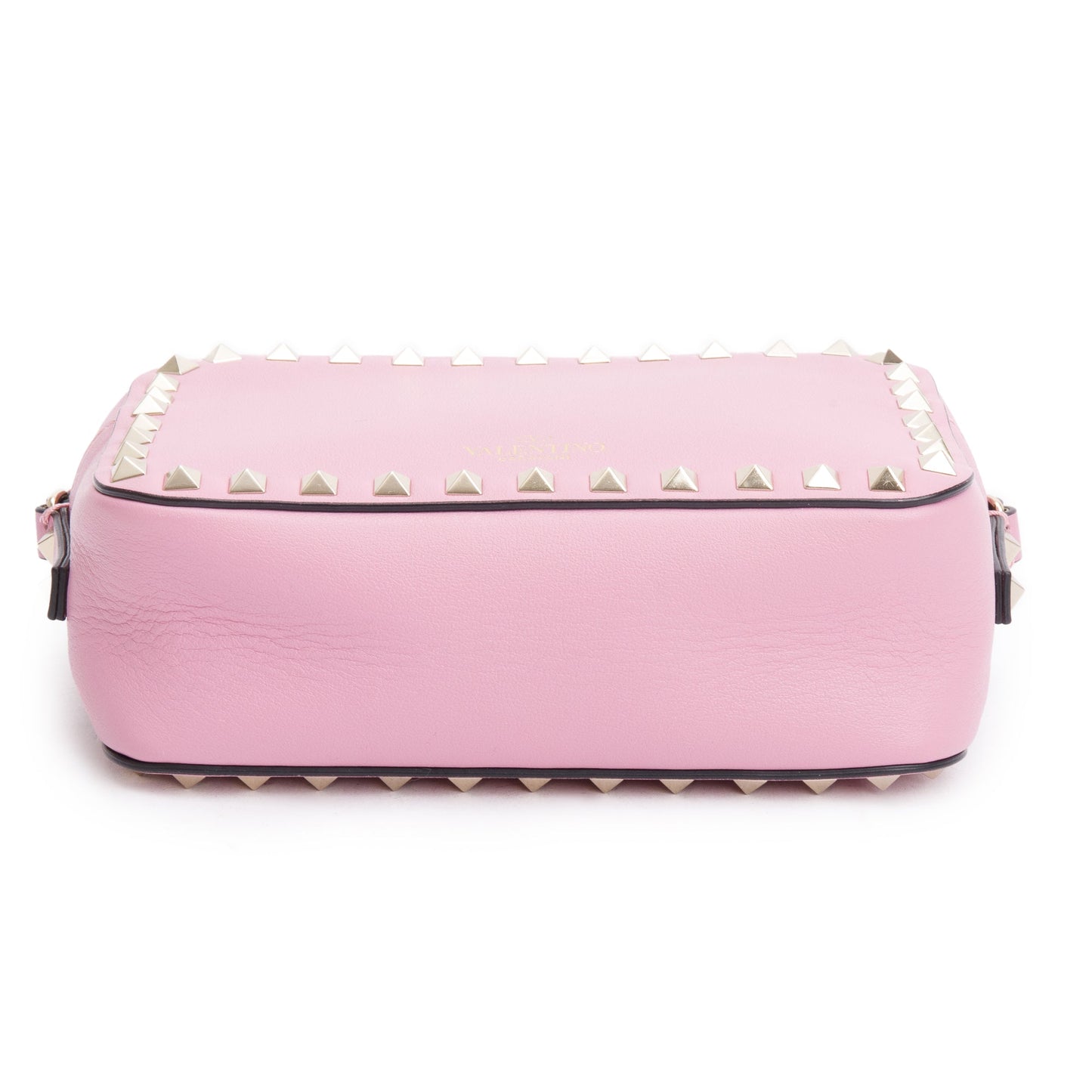 Valentino Pink Calfskin Leather Rockstud Camera Crossbody Bag