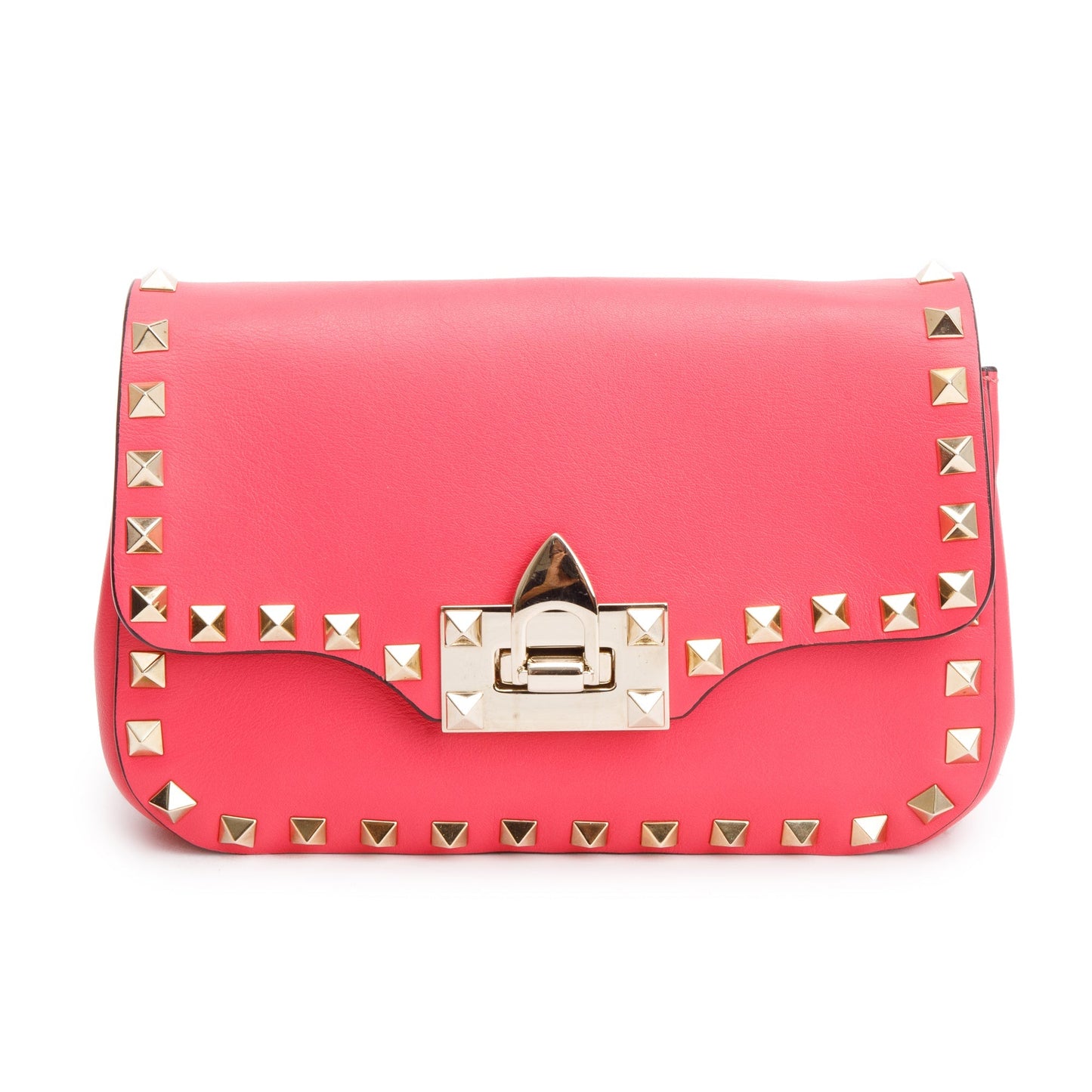 Valentino Pink Calfskin Leather Rockstud Crossbody Bag