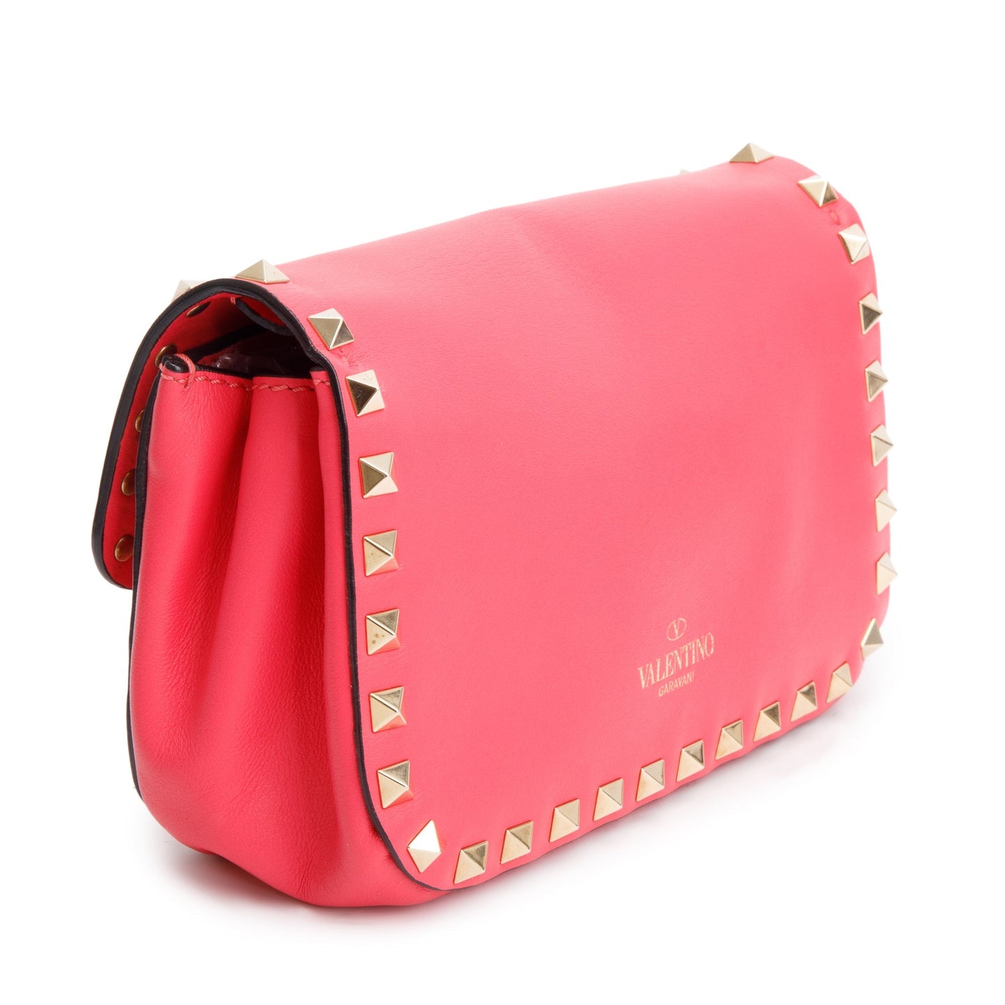 Valentino Pink Calfskin Leather Rockstud Crossbody Bag