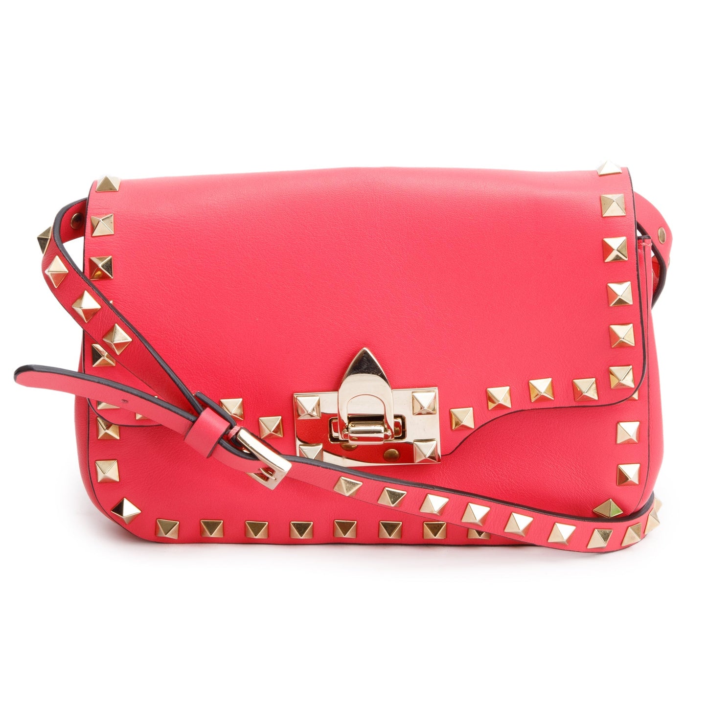 Valentino Pink Calfskin Leather Rockstud Crossbody Bag