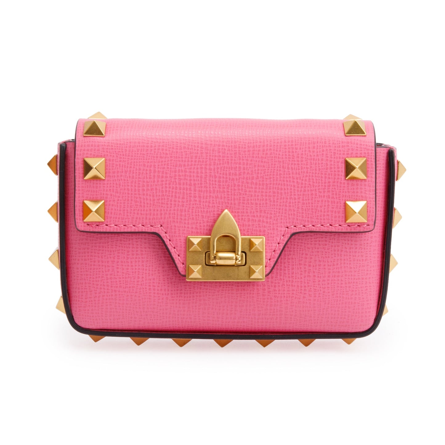 Valentino Pink Calfskin Leather Rockstud Micro Chain Bag