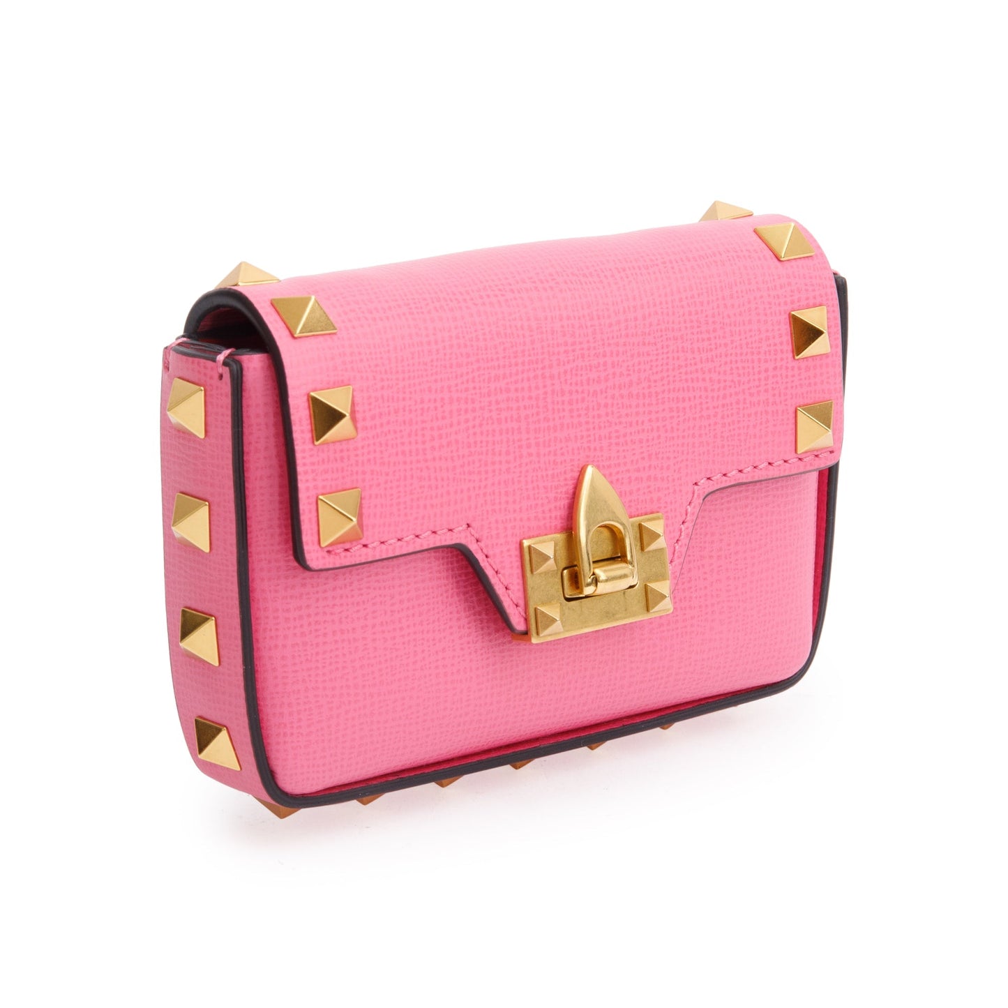 Valentino Pink Calfskin Leather Rockstud Micro Chain Bag