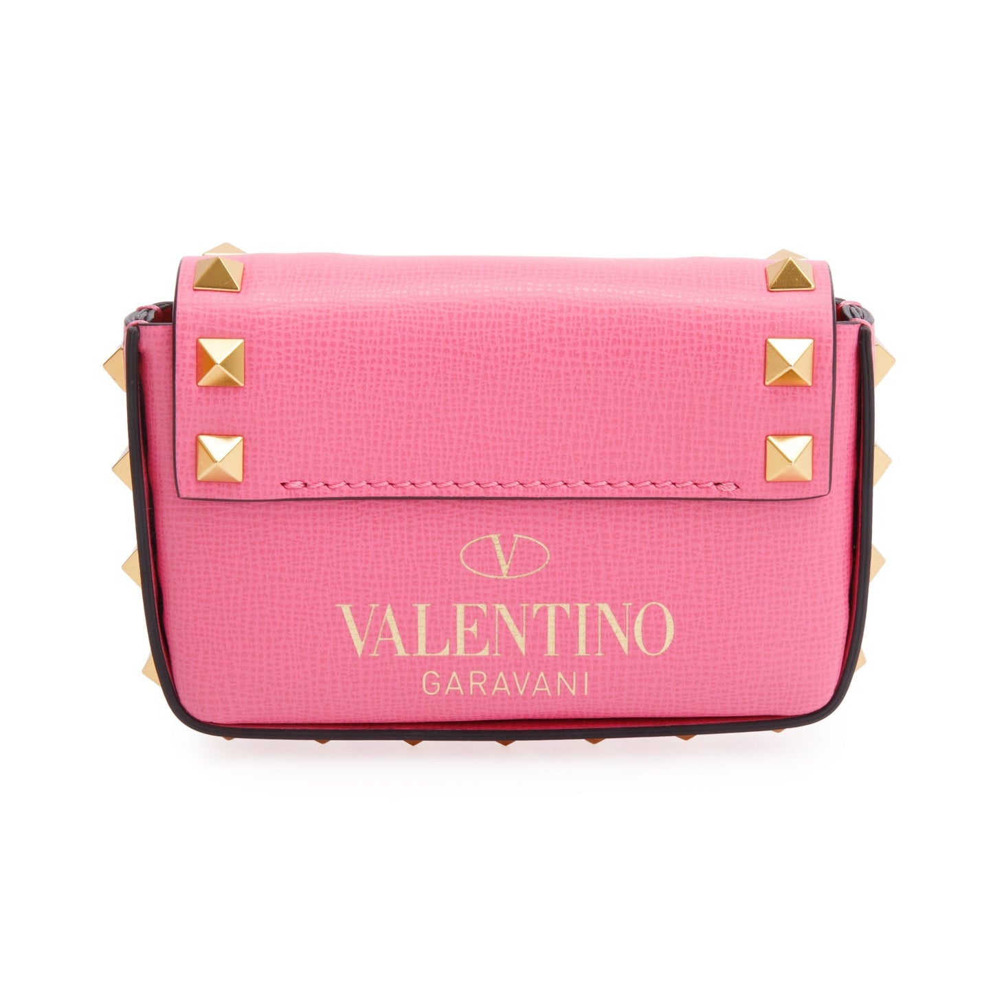 Valentino Pink Calfskin Leather Rockstud Micro Chain Bag