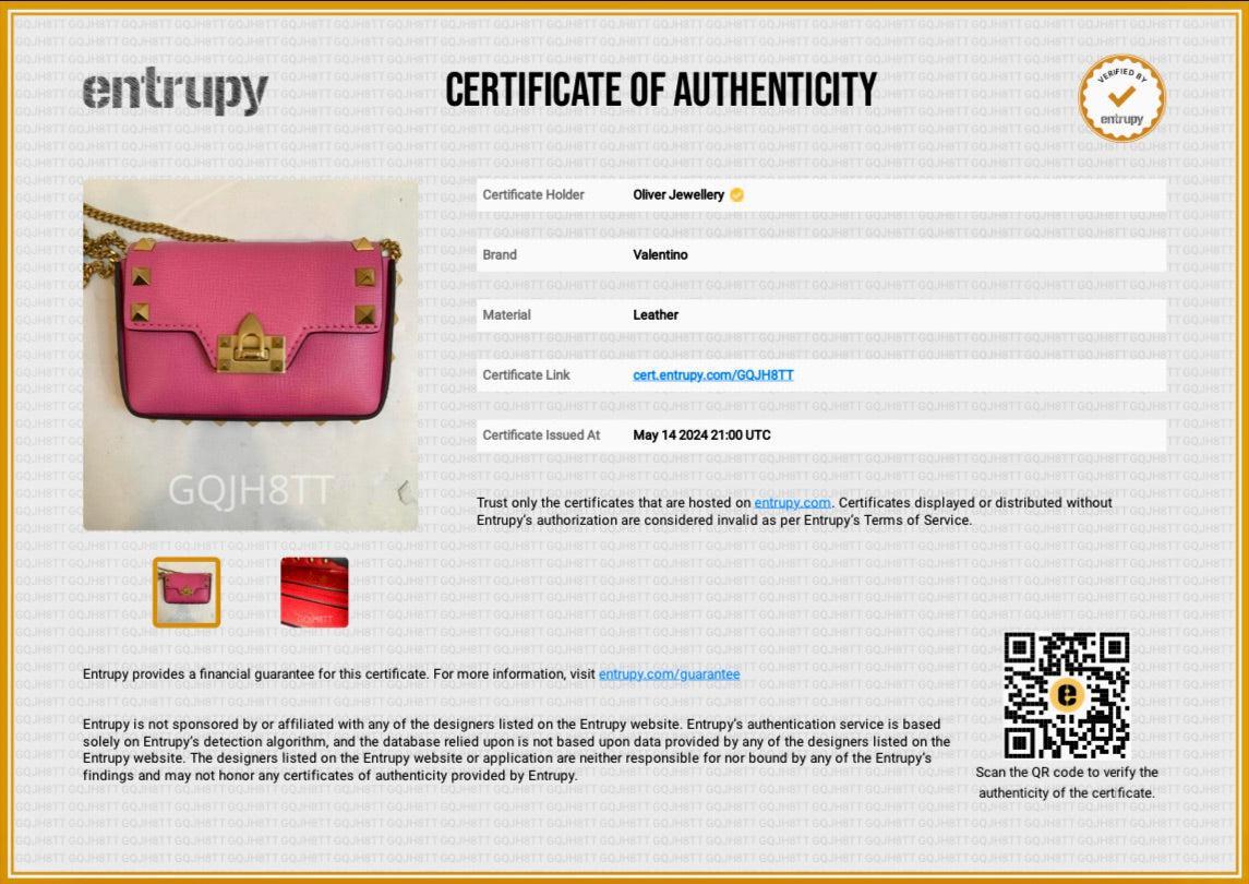 Valentino Pink Calfskin Leather Rockstud Micro Chain Bag