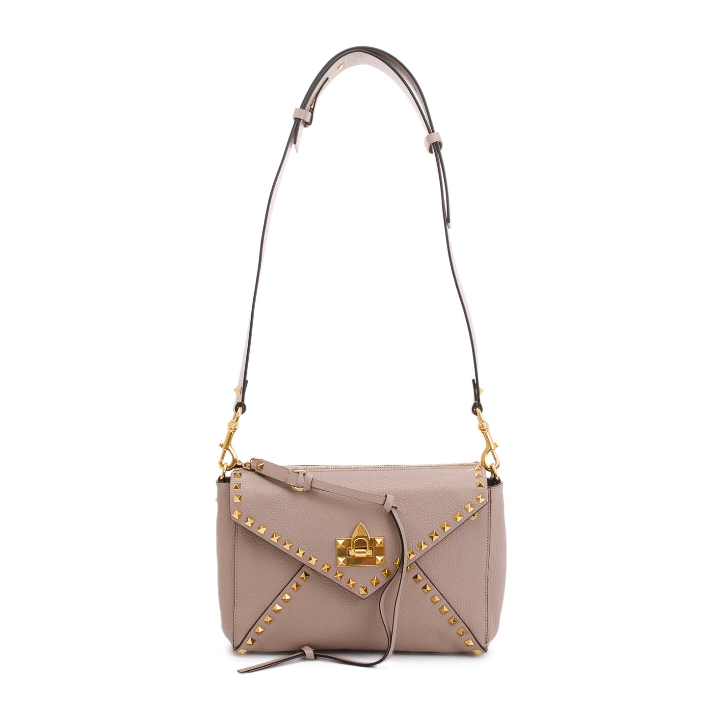 Valentino Pink Grained Calfskin Medium Rockstud Hype Shoulder Bag