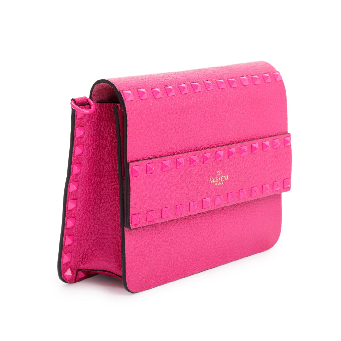 Valentino Pink Grainy Calfskin Leather Small Rockstud Crossbody Bag