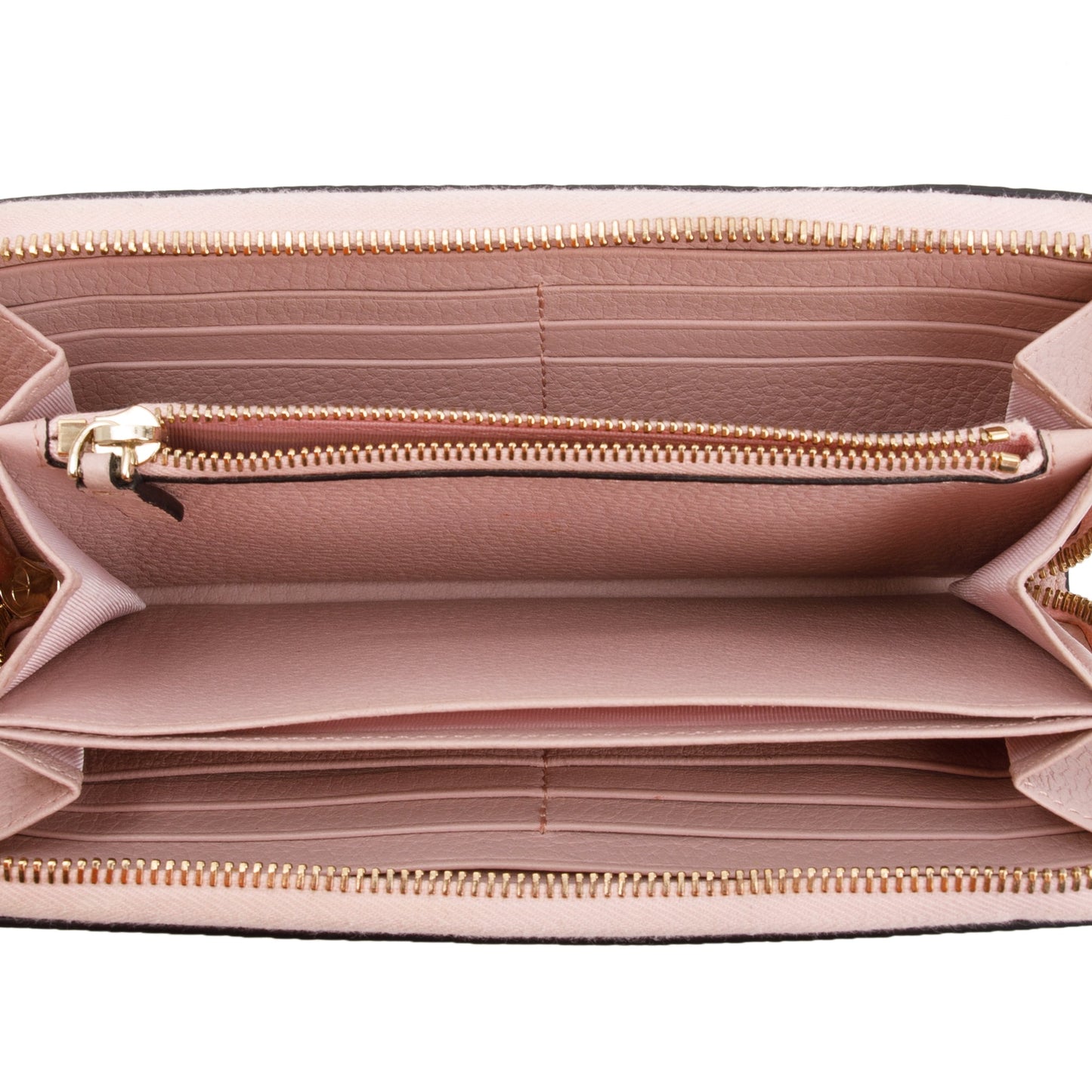 Valentino Pink Pebbled Calfskin Rockstud Zip Around Wallet