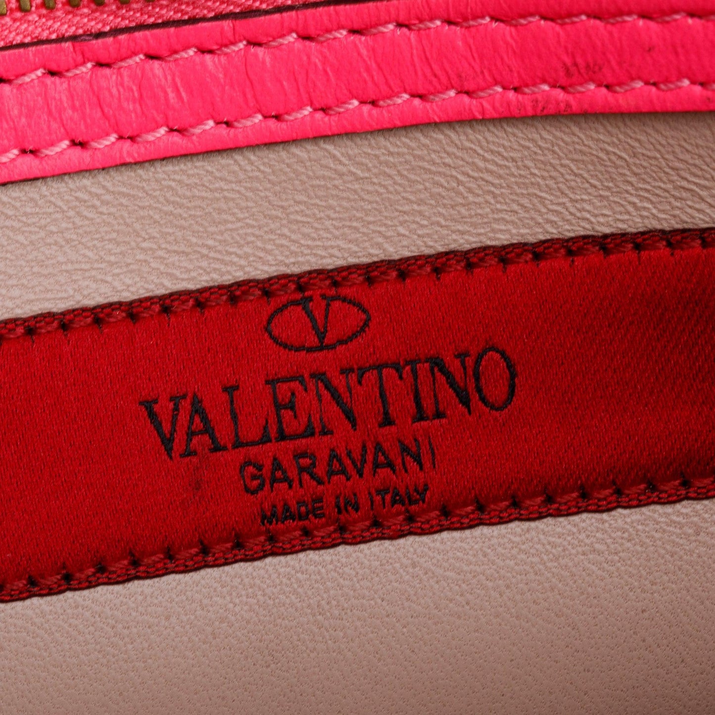 Valentino Pink Smooth Calfskin Leather Rockstud Wristlet Clutch