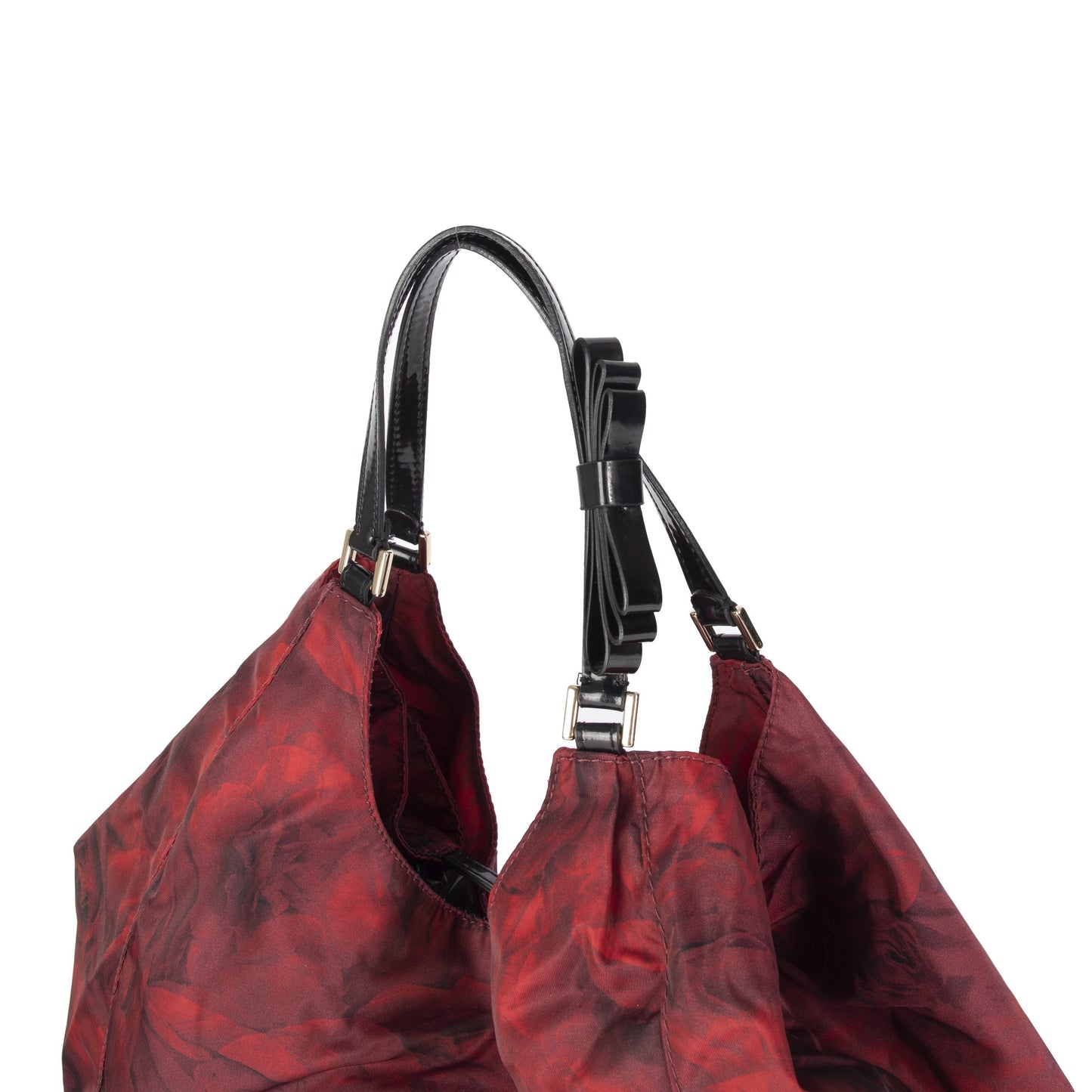 Valentino Red Flowerland Rose Print Large Nylon Tote