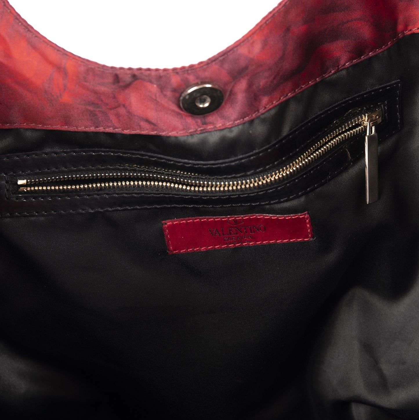 Valentino Red Flowerland Rose Print Large Nylon Tote