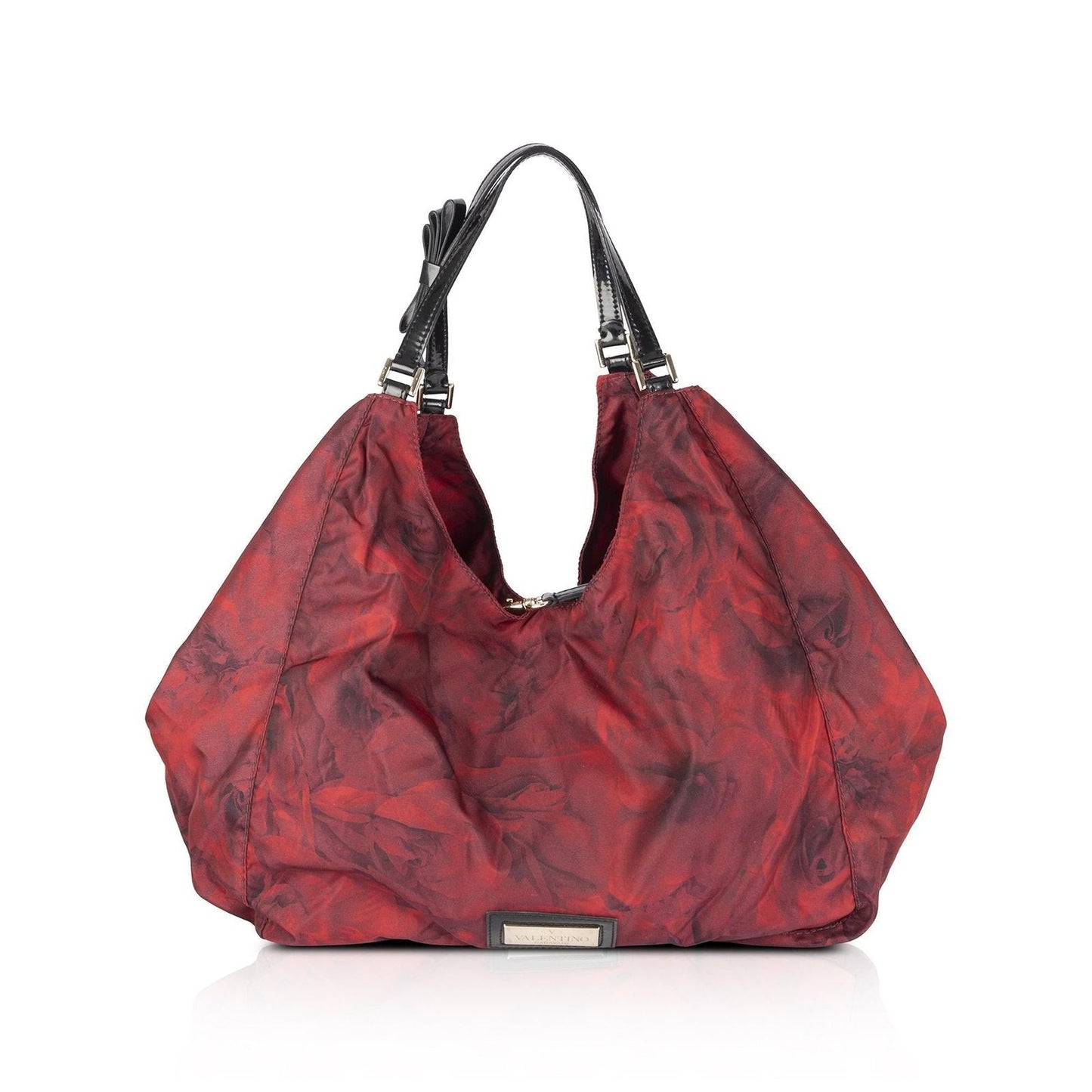 Valentino Red Flowerland Rose Print Large Nylon Tote