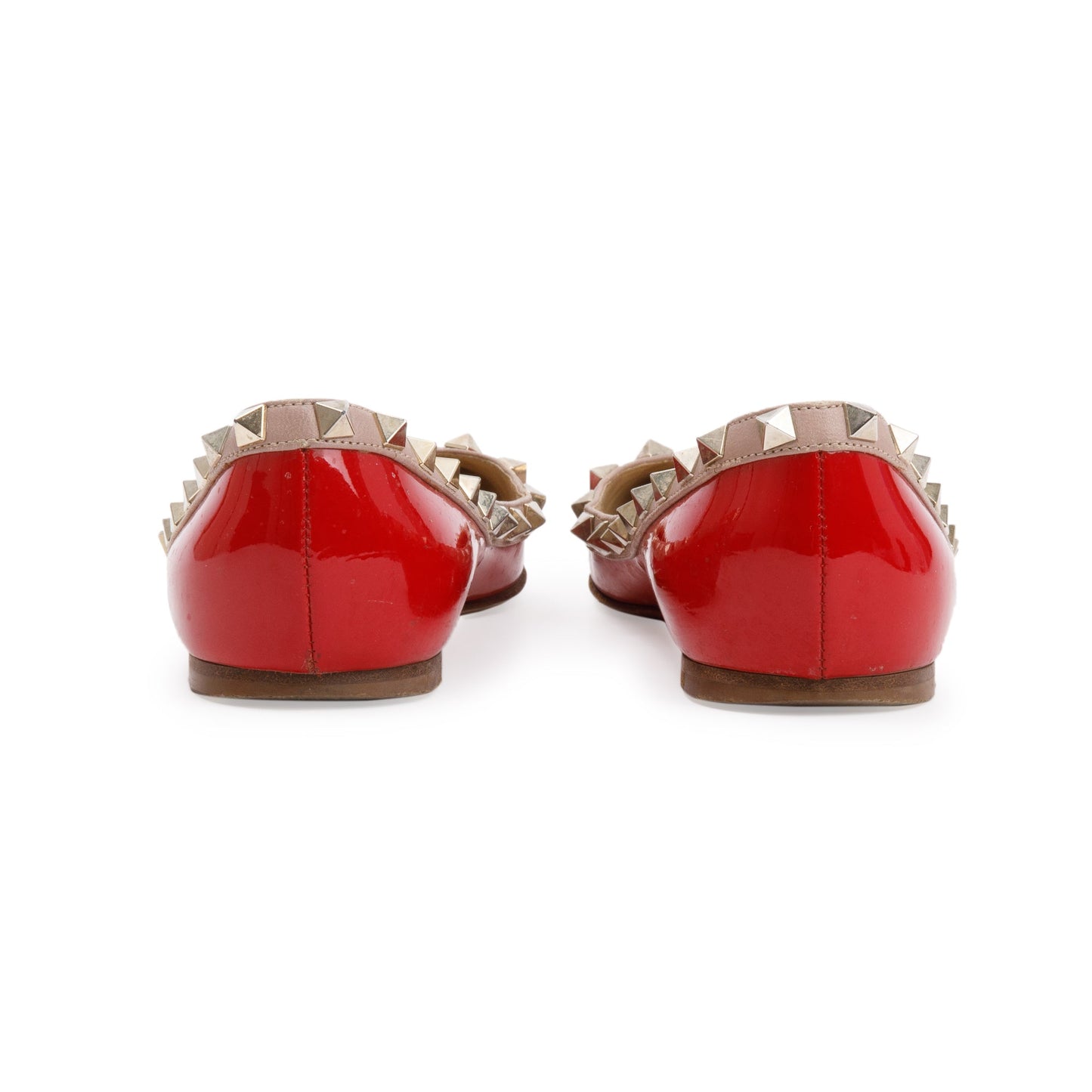 Valentino Red Patent Leather Rockstud Ballet Flat Shoes, Size 36.5