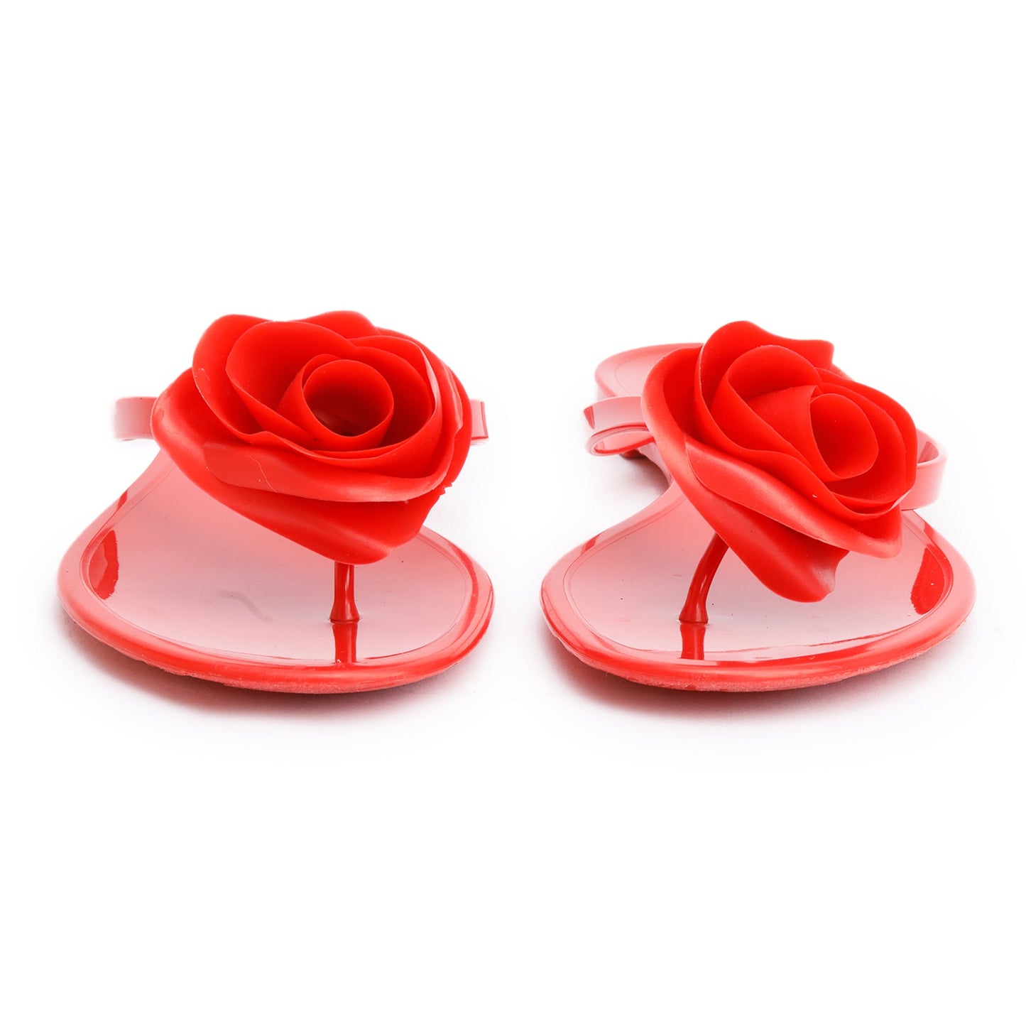 Valentino Red Rubber  Rose Jelly Thong Sandals, Size 39
