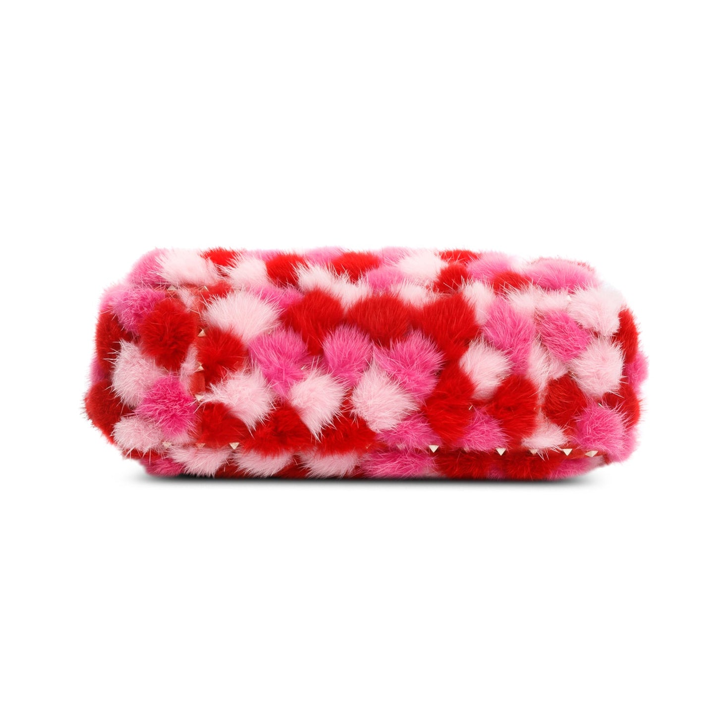 Valentino Red/Pink Leather Mink Spike Rockstud Spike Flap Shoulder Bag