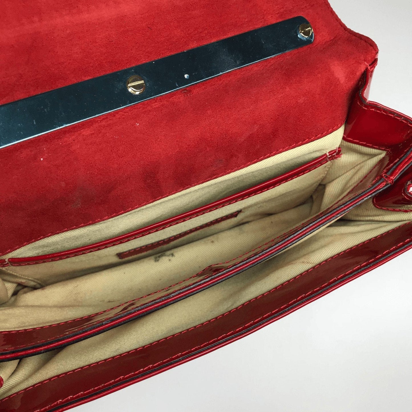 Valentino Small Red Patent Rockstud Va Va Voom Clutch Bag