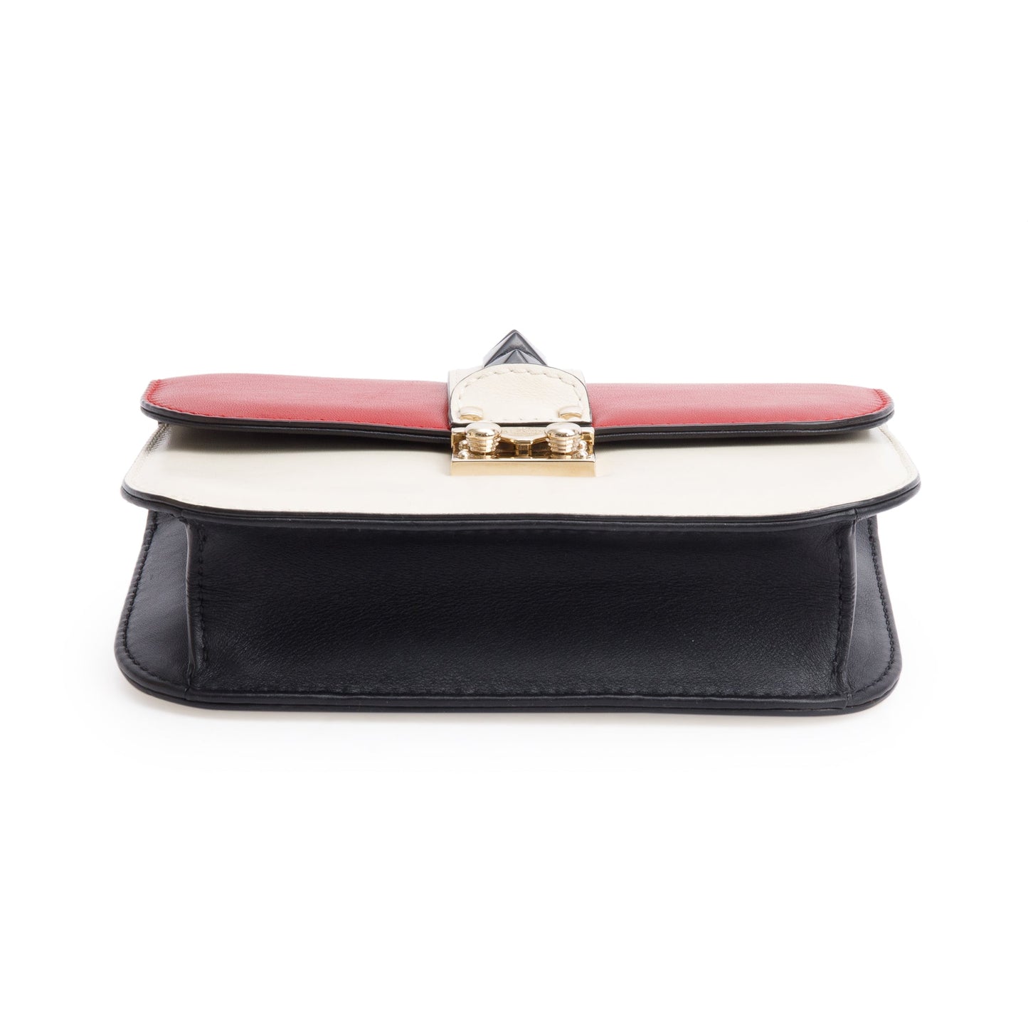 Valentino Tri-color Calfskin Leather Small Glam Lock Chain Bag