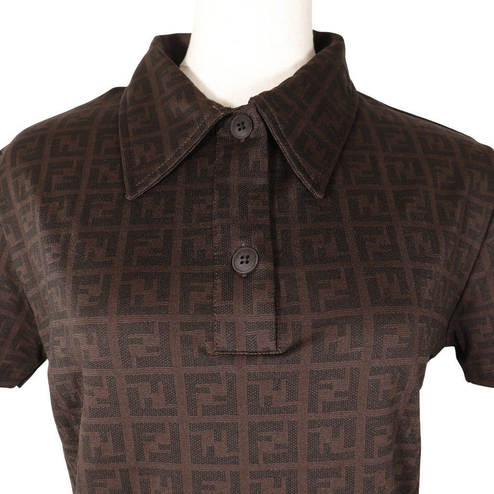 FENDI Short sleeve polo shirt Rayon Brown Zucca Women 42