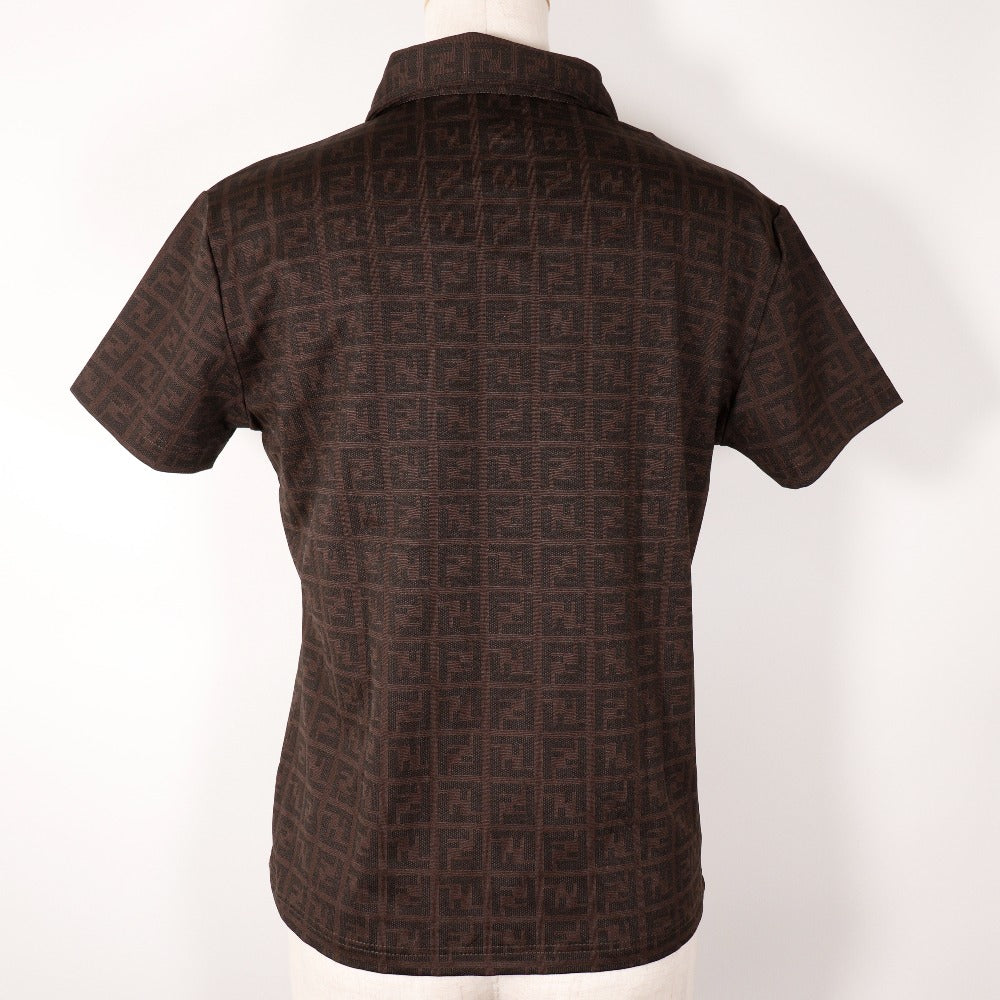 FENDI Short sleeve polo shirt Rayon Brown Zucca Women 42