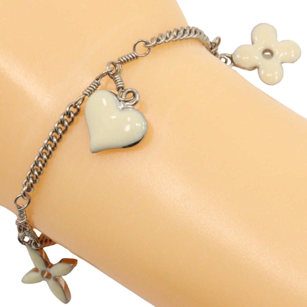 LOUIS VUITTON bracelet M65476 metallic Silver / white Bracelet Sweet Monogram Women