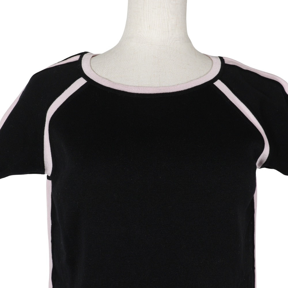 CHANEL Short sleeve shirt P21361V01278 cotton Black / pink Summer knit Sports line Women 44
