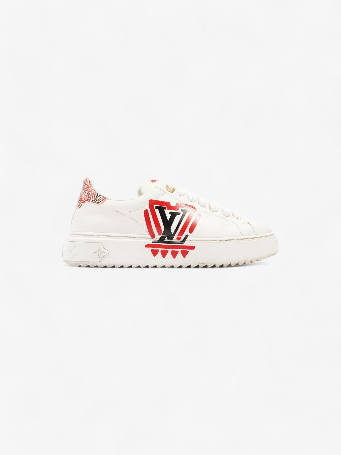 Louis Vuitton Time Out Sneakers White / Red / Black Leather EU 38.5 UK 5.5