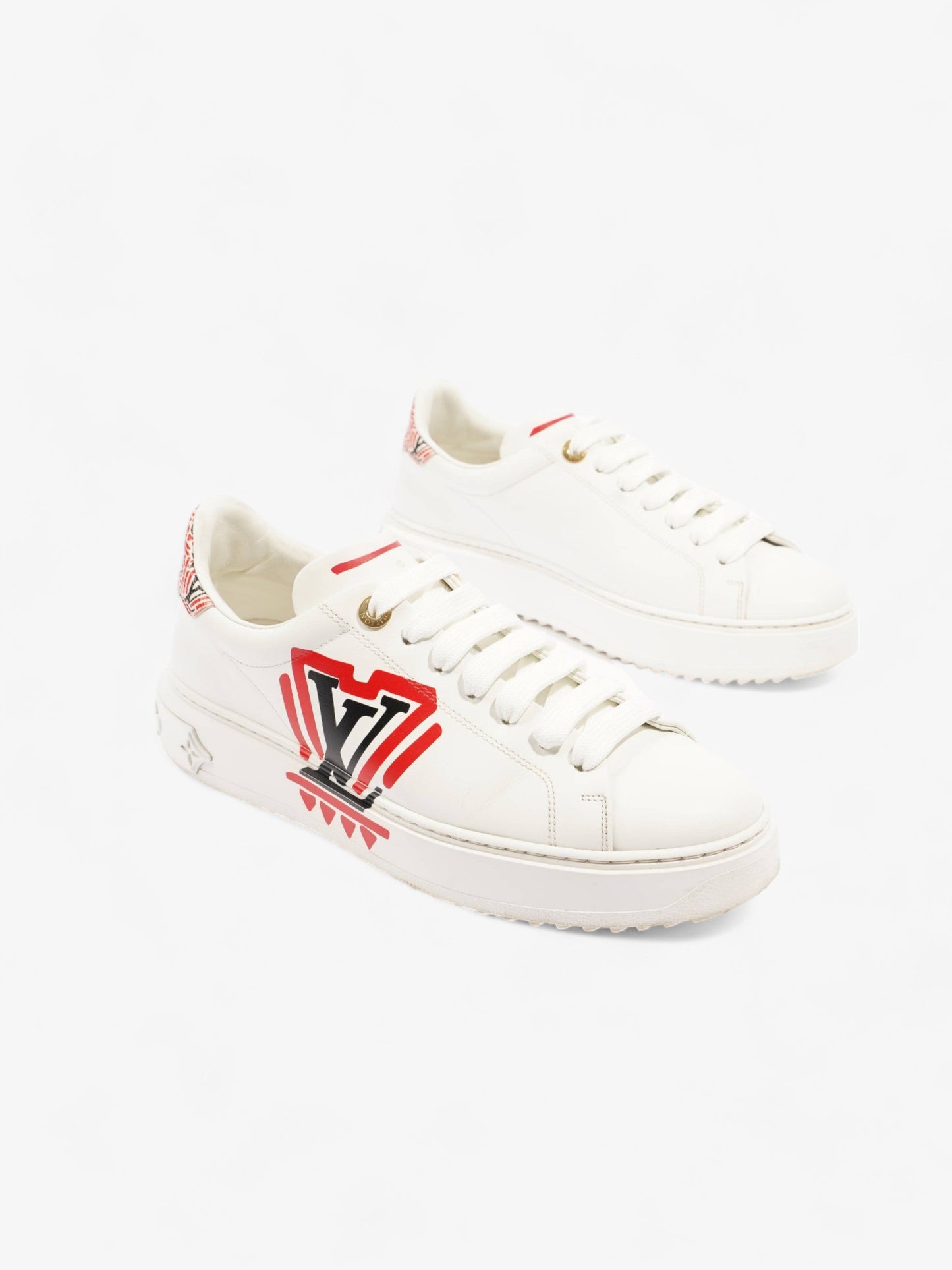 Louis Vuitton Time Out Sneakers White / Red / Black Leather EU 38.5 UK 5.5